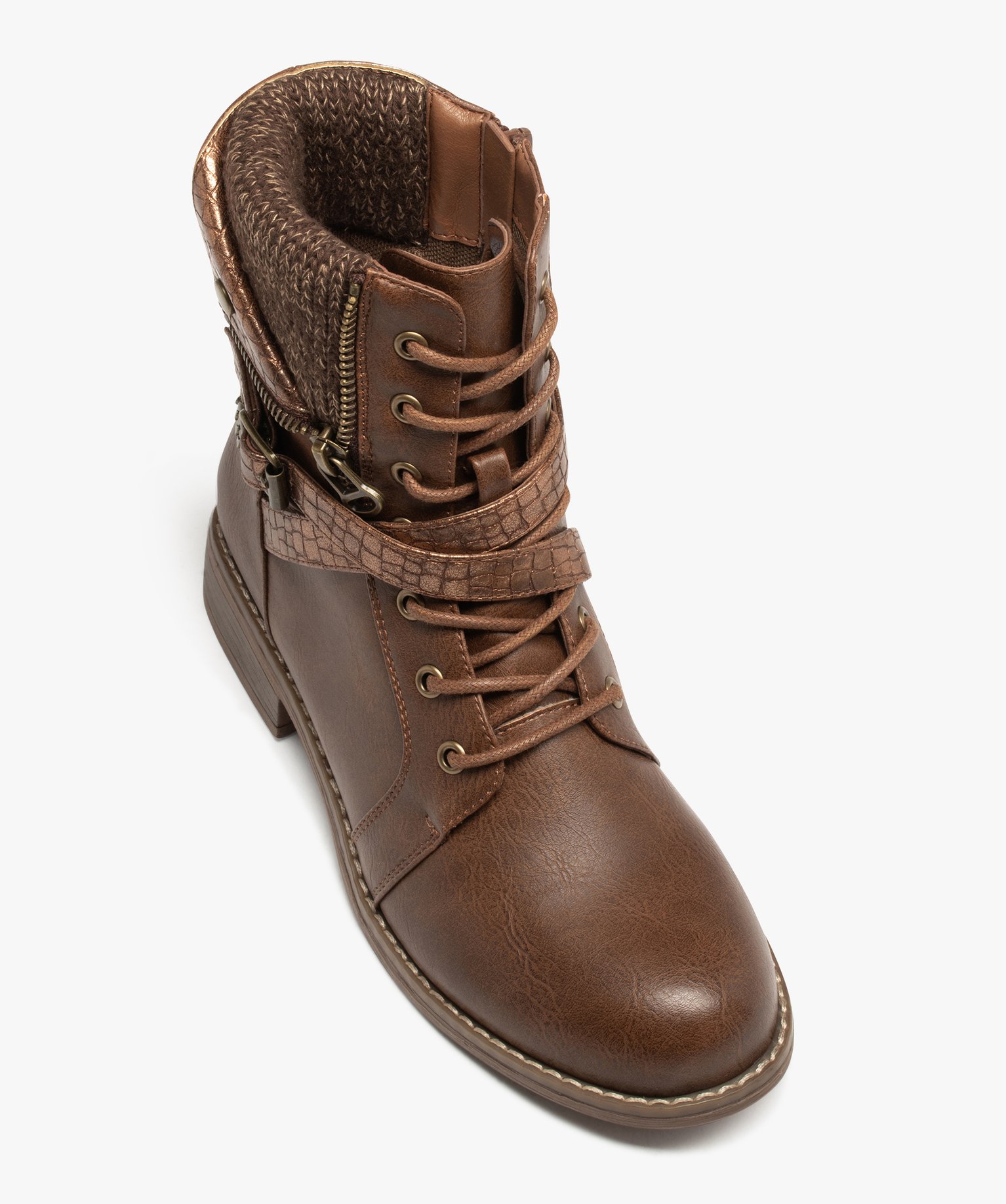 Boots avec tige fantaisie et chaine à la cheville femme camel | GEMO
