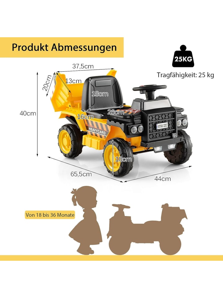 COSTWAY 6V Muldenkipper in Gelb günstig kaufen 44 cm