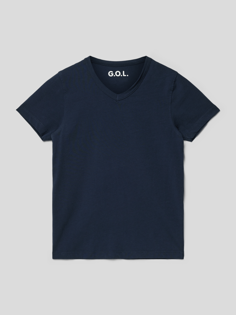 T-Shirt aus Baumwoll-Mix in marineblau