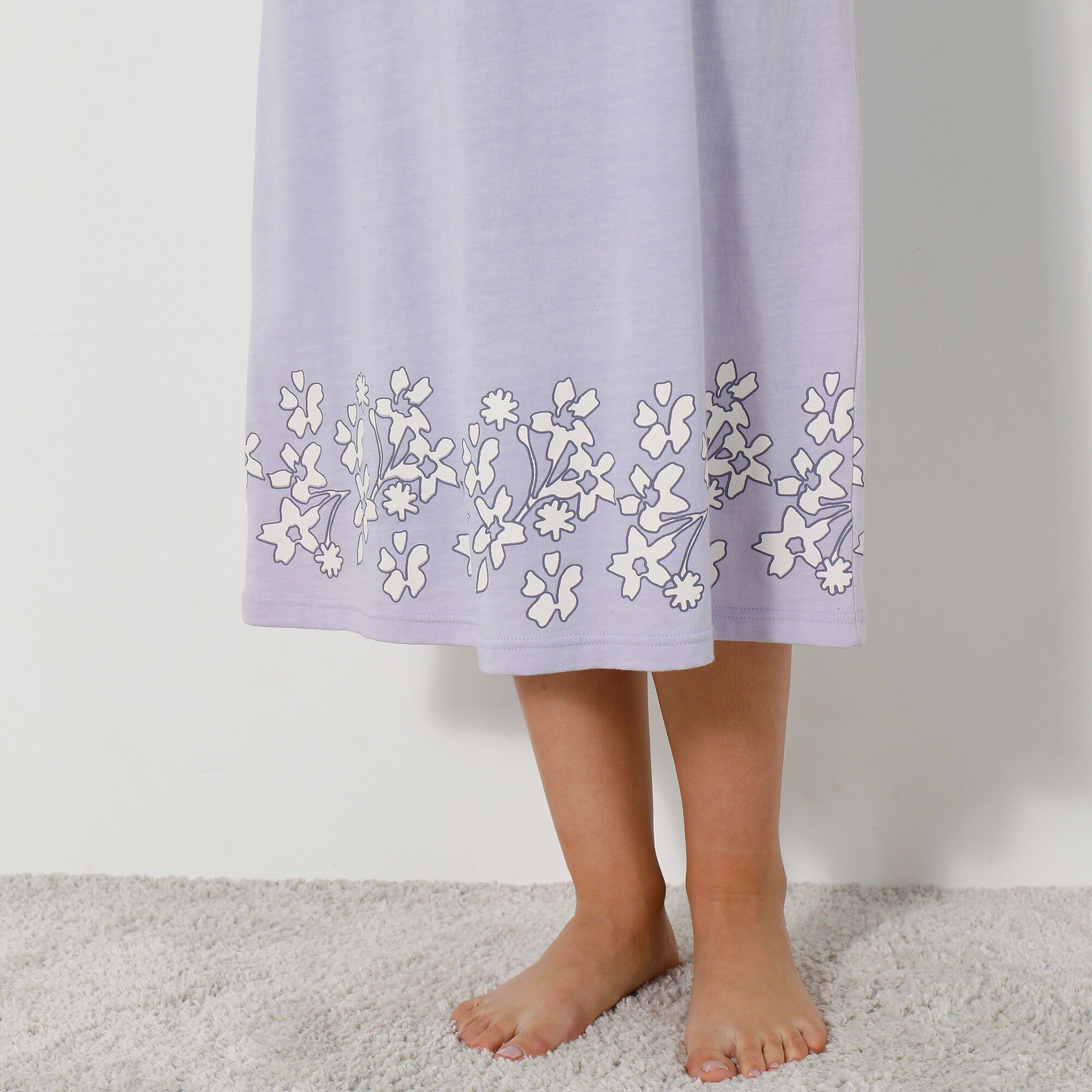Chemise de nuit imprimée fleurie manches longues