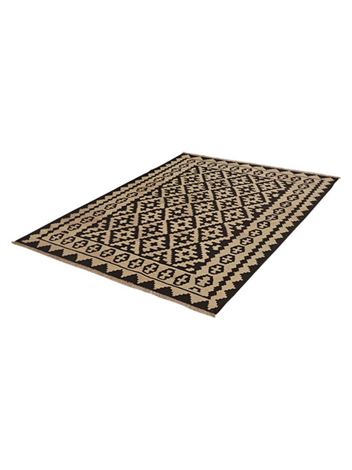 Rugtales Schurwoll-Teppich in Creme/ Schwarz günstig kaufen 198x150 cm