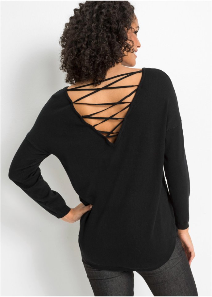 Pullover mit V-Ausschnitt hinten