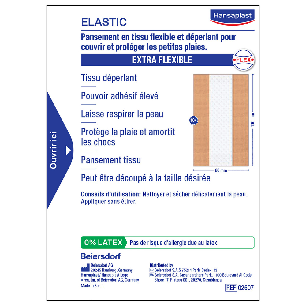 hansaplast 10 bandes de pansements Elastic 10X6cm Pansements