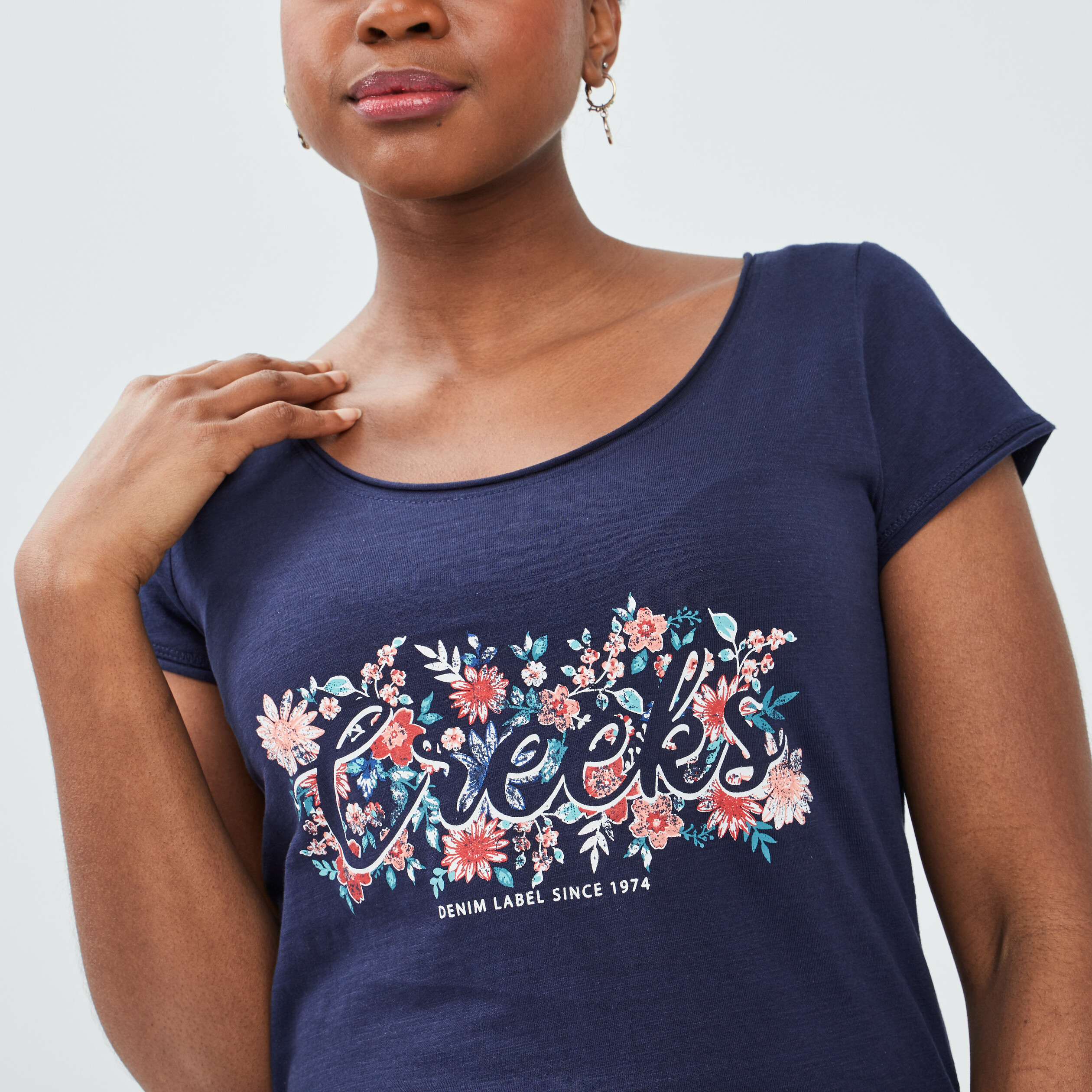 T-shirt manches courtes Creeks bleu marine femme | La Halle