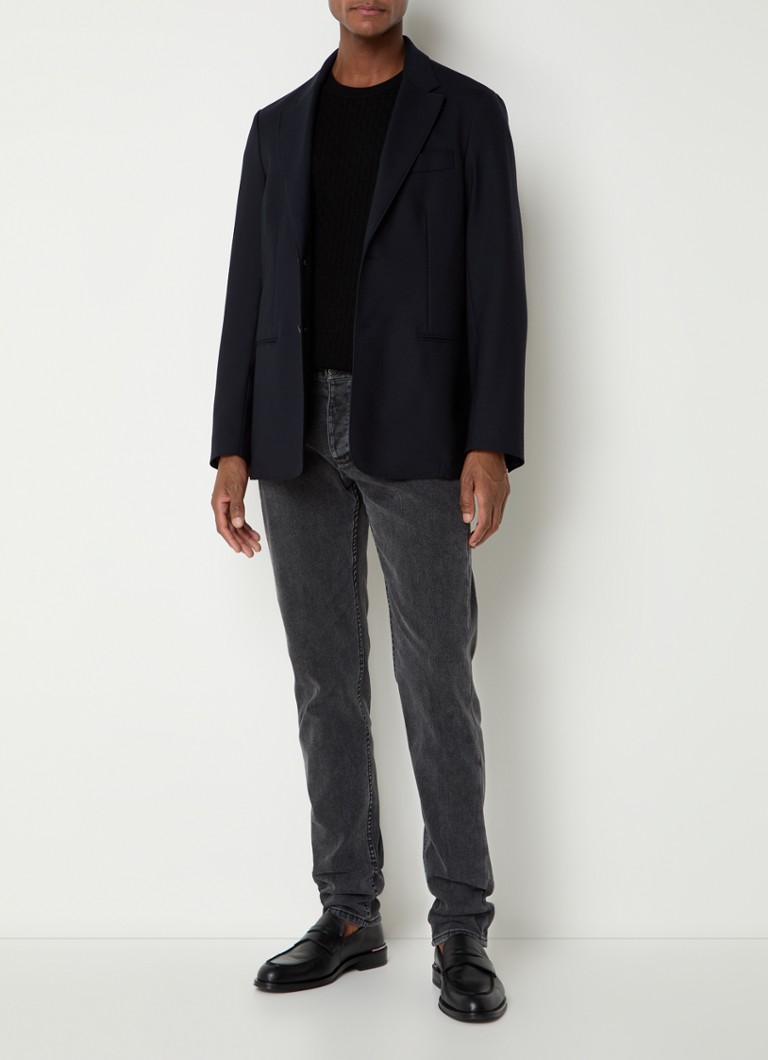 Blazer classico Emporio Armani in misto lana vergine con tasche a filetto.