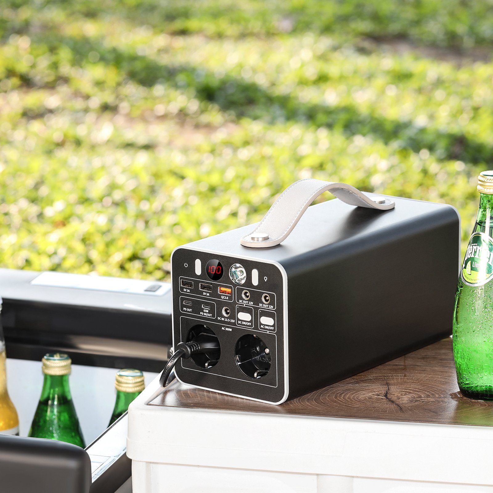 oyajia Stromerzeuger Tragbare Kraftwerk, LiFePO4-Batterie 300Wh/81000mAh 18V Powerstation, 0,30 in kW, mit AC (220–224 V) und DC-Ausgang, PD 65W, für Camping/Reisen/Notfall