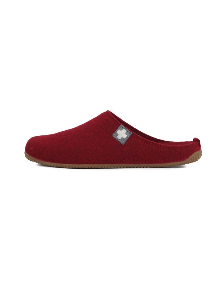 Living Kitzbühel Pantoffeln Filz - Schweizer Kreuz in Dark cherry günstig kaufen