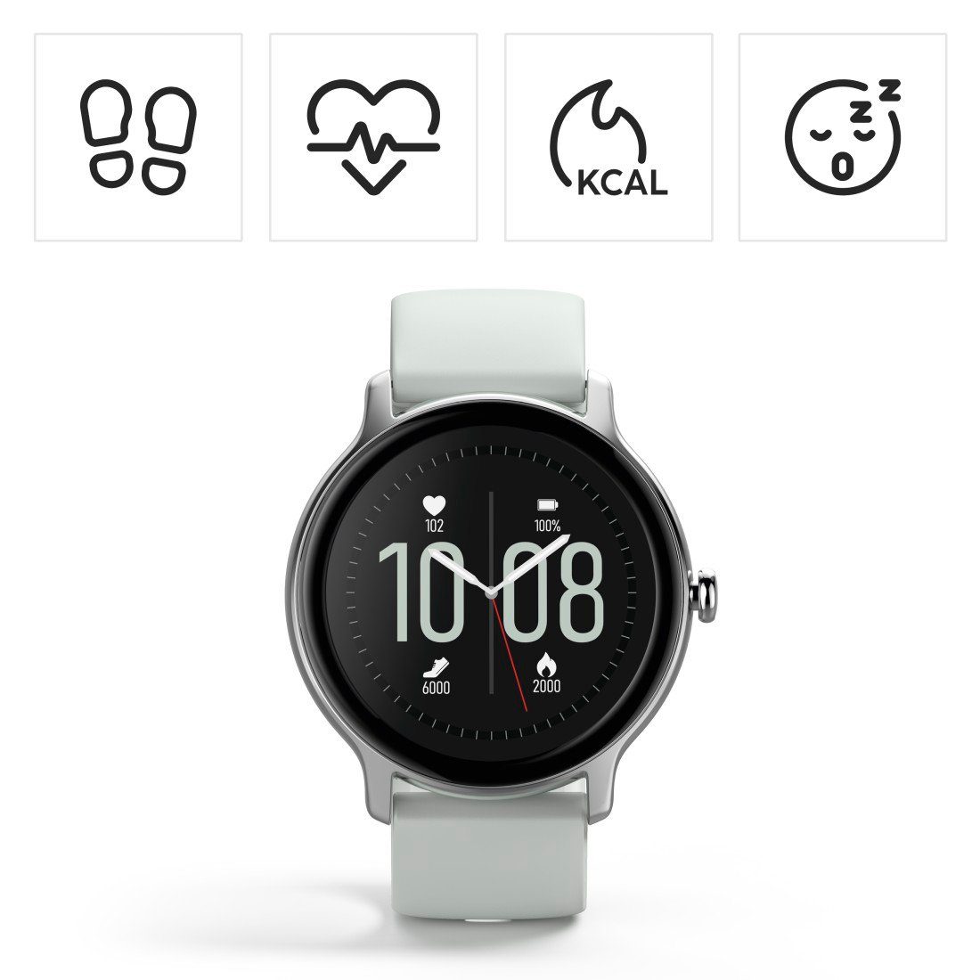 Hama Smartwatch Damen Herren, Fitnesstracker, wasserdicht, Blutsauerstoff Smartwatch (2,79 cm/1,09 Zoll), Herzfrequenz, Timer, Schritte, Kalorien, Schlaf, Stress, Tempo, Musik