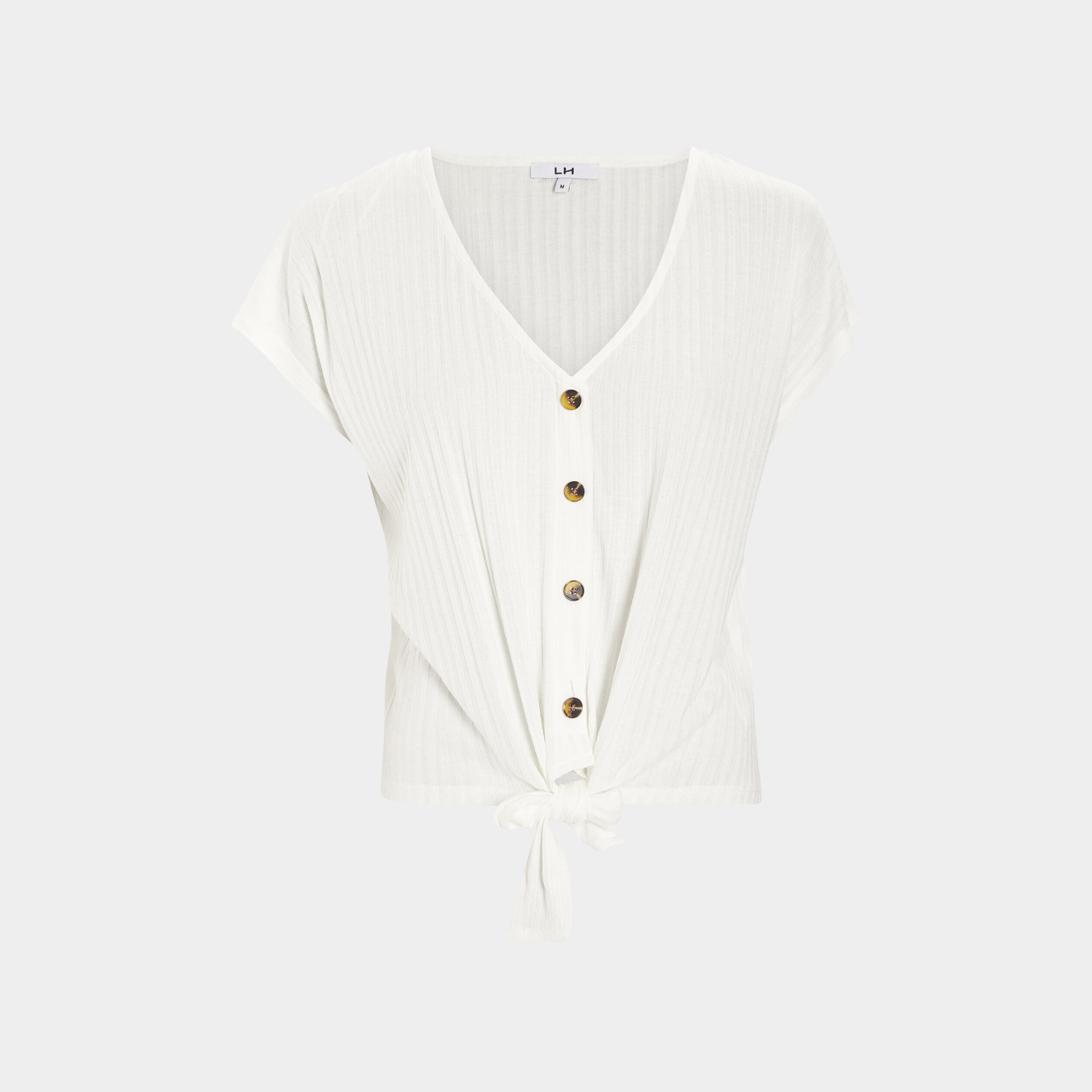 T-shirt manches courtes avec noeud blanc femme | La Halle