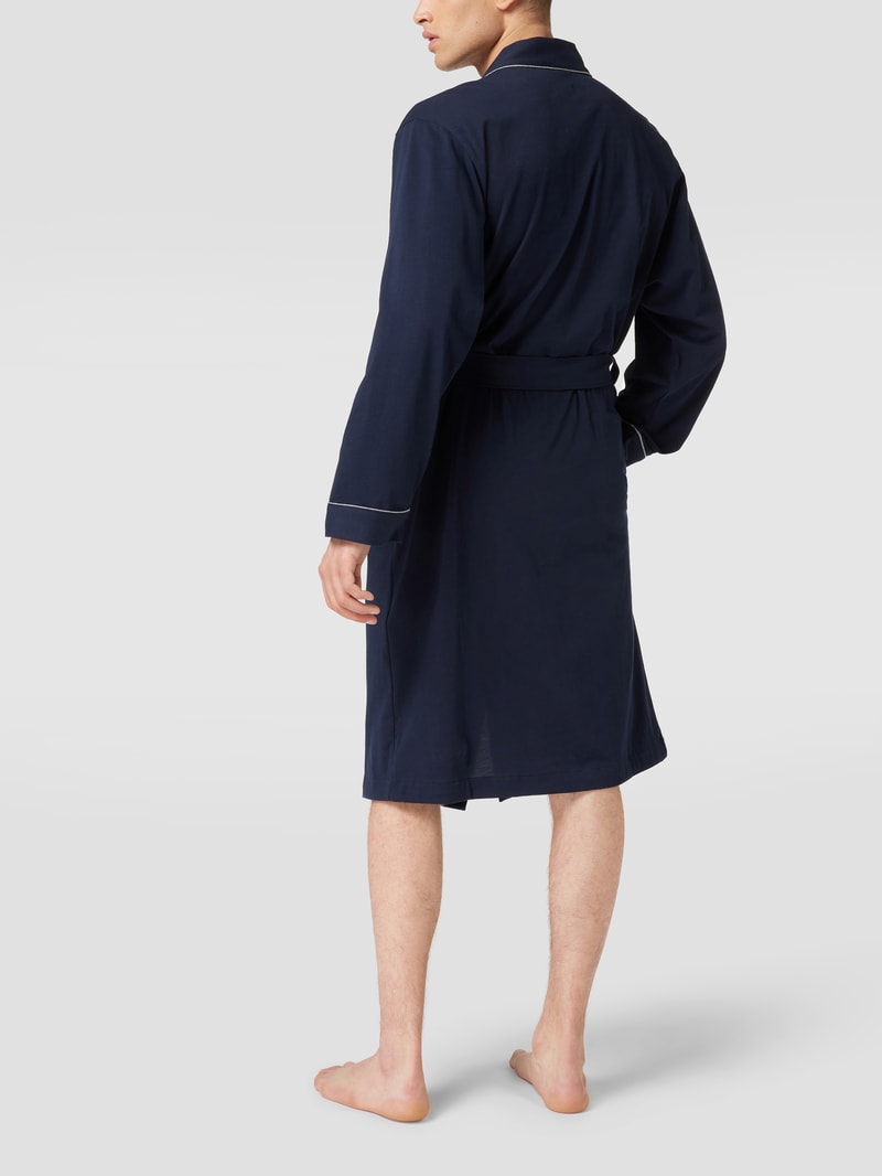 Bademantel mit Kontraststreifen Modell 'Kimono BM' in dunkelblau