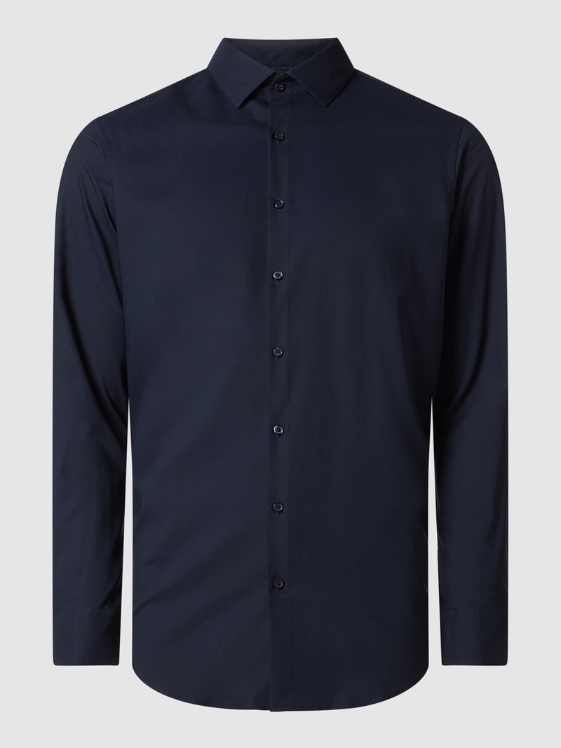 Regular Fit Business-Hemd aus Twill in marineblau