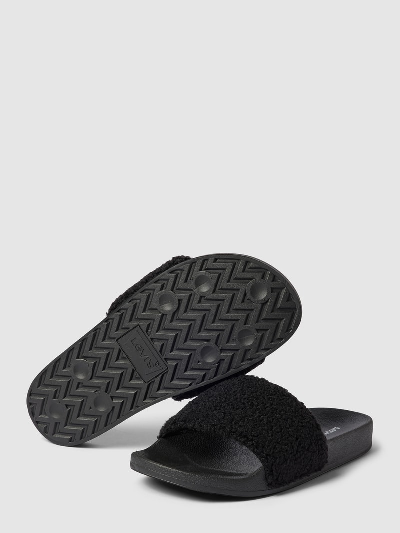 Slides mit Teddyfell Modell 'SHERPA' in schwarz