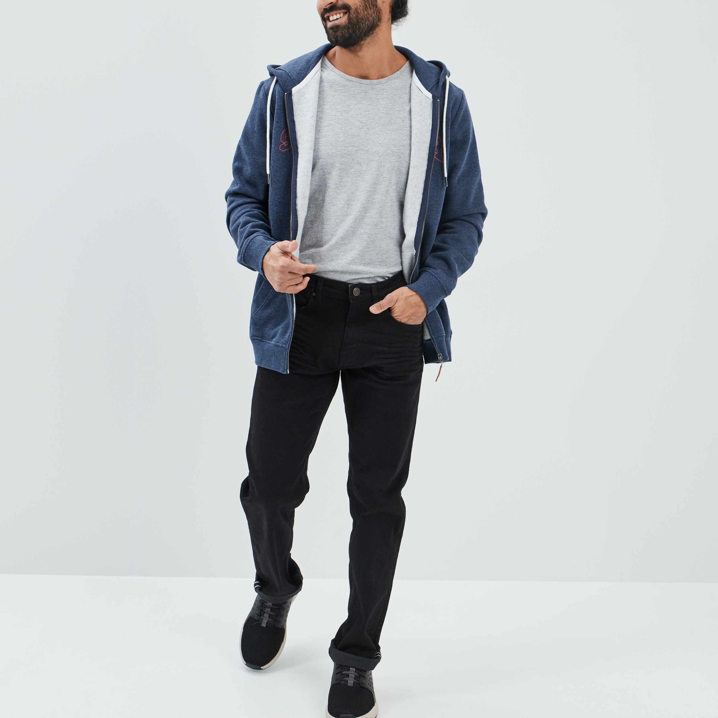 Sweat zippé à capuche Creeks bleu marine homme | La Halle