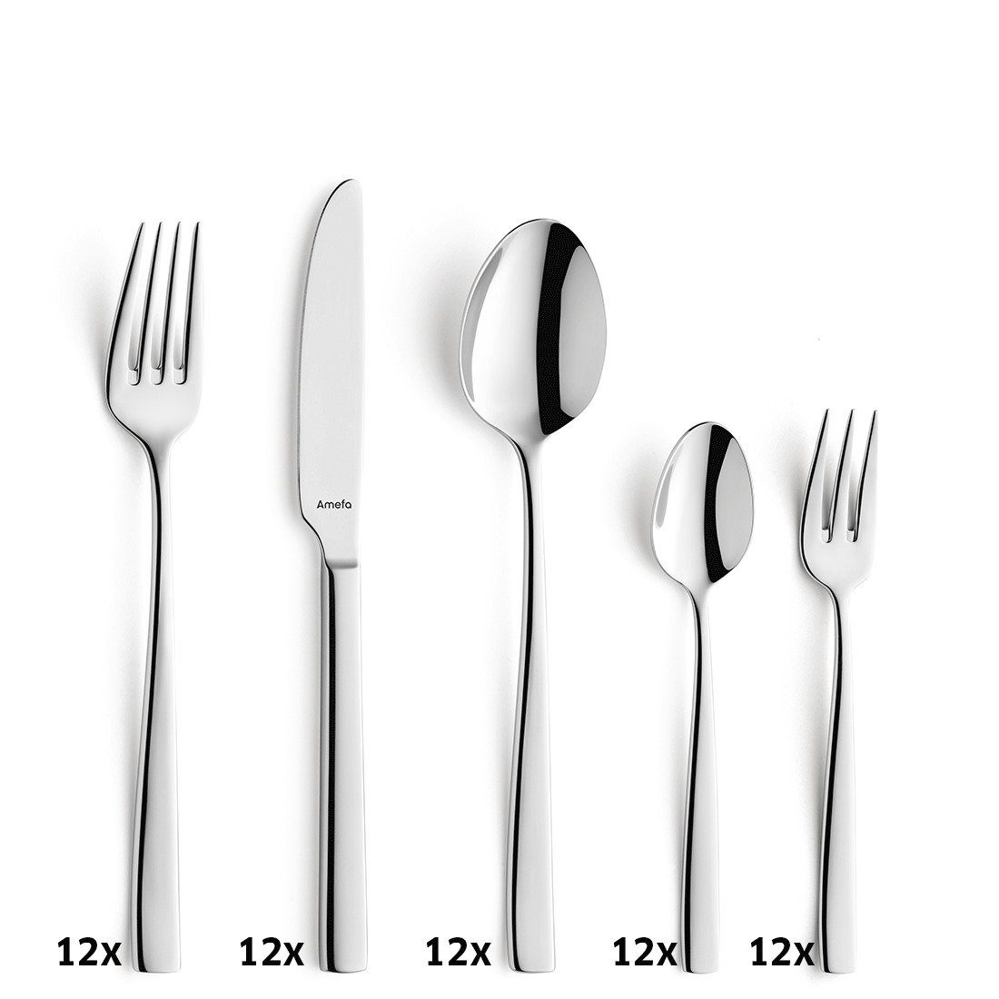 Amefa Besteck-Set FRESH, Edelstahl 18/10, glänzend, für 12 Personen, 60-tlg