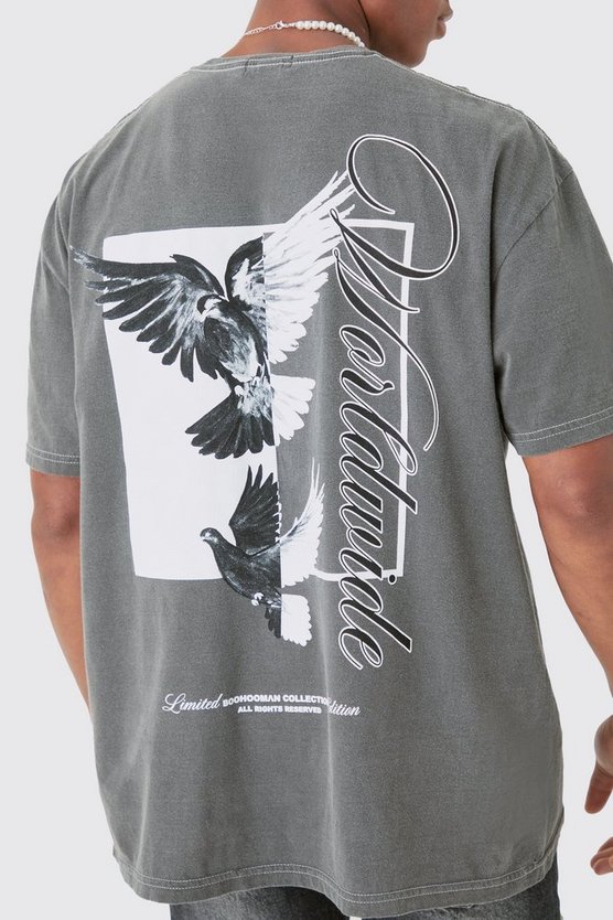 Oversize Worldwide T-Shirt mit Print