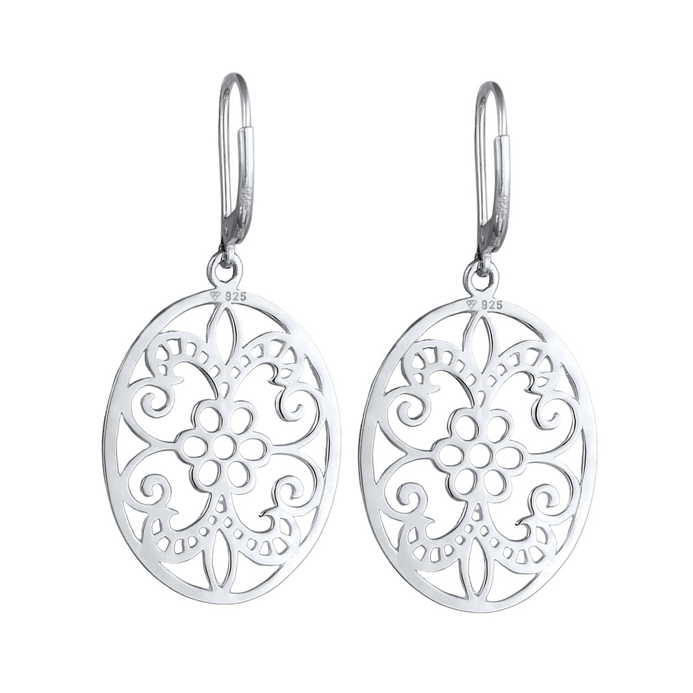 Elli Elli Boucles d'Oreilles Femmes Ornement Féminin Floral en Argent Sterling 925 Boucles d'oreilles