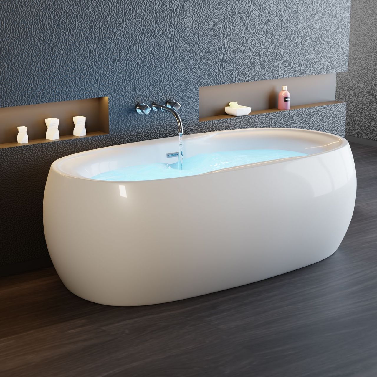 TroniTechnik Freistehende Badewanne Acrylbadewanne Standbadewanne Dokos 180cm x 100cm x 60cm