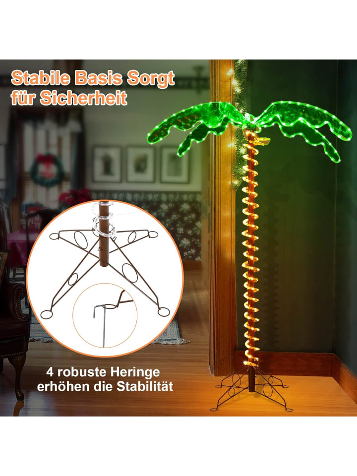 COSTWAY 154cm künstliche beleuchtete Palme in Grün günstig kaufen 80 cm
