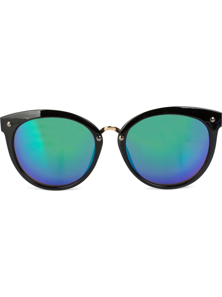 styleBREAKER Cateye Sonnenbrille in Schwarz / Grün-Blau verspiegelt günstig kaufen onesize