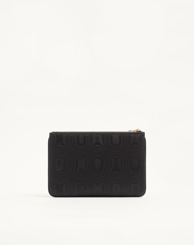 Clutch VLogo Signature em tecido moiré com logo de joia