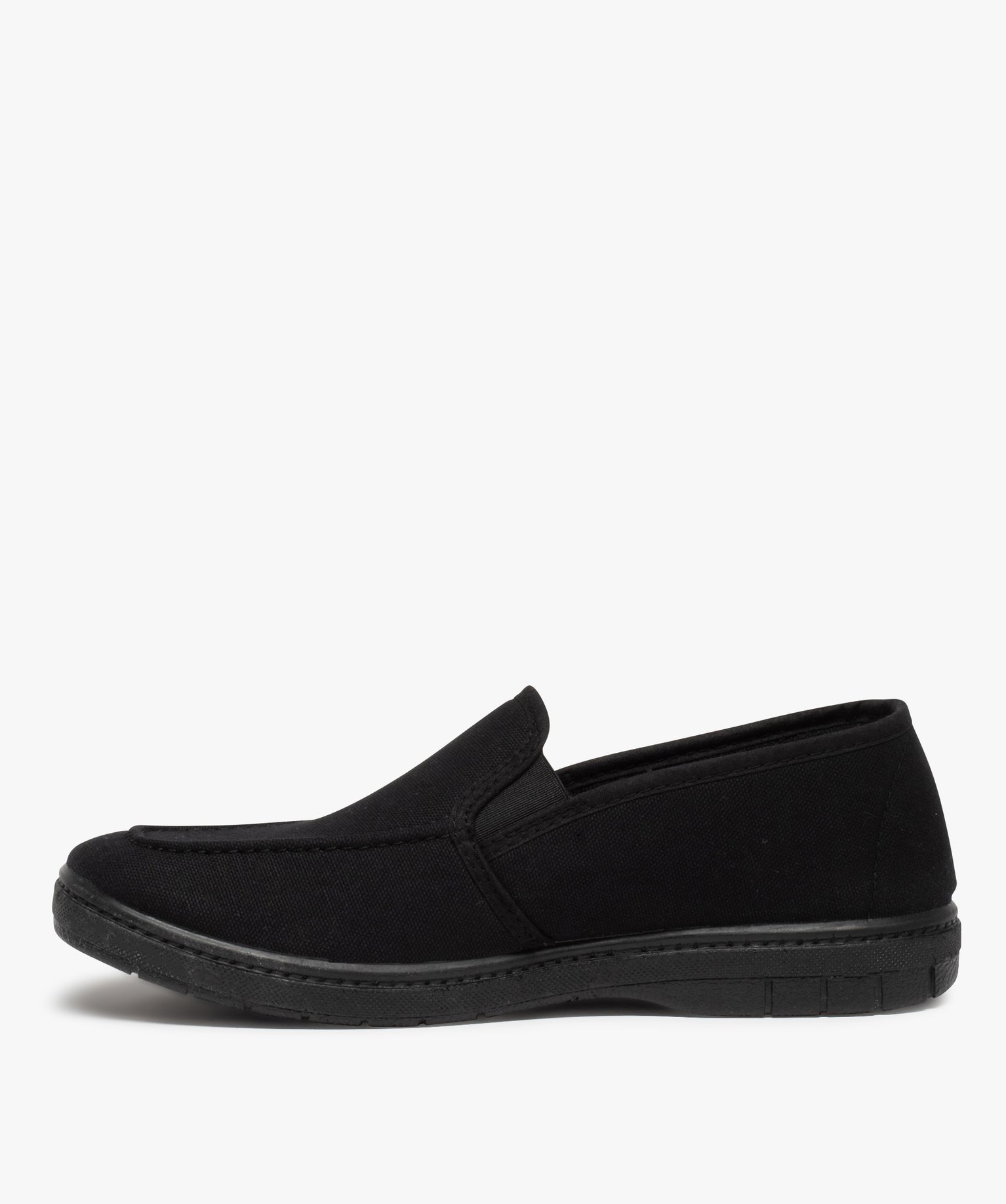 Chaussons homme unis en toile noir | GEMO
