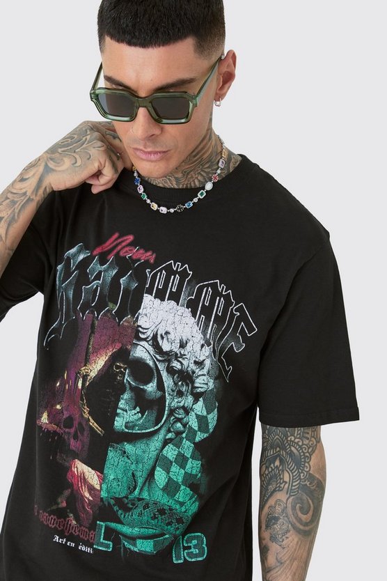 Tall gespleißtes T-Shirt in Schwarz
