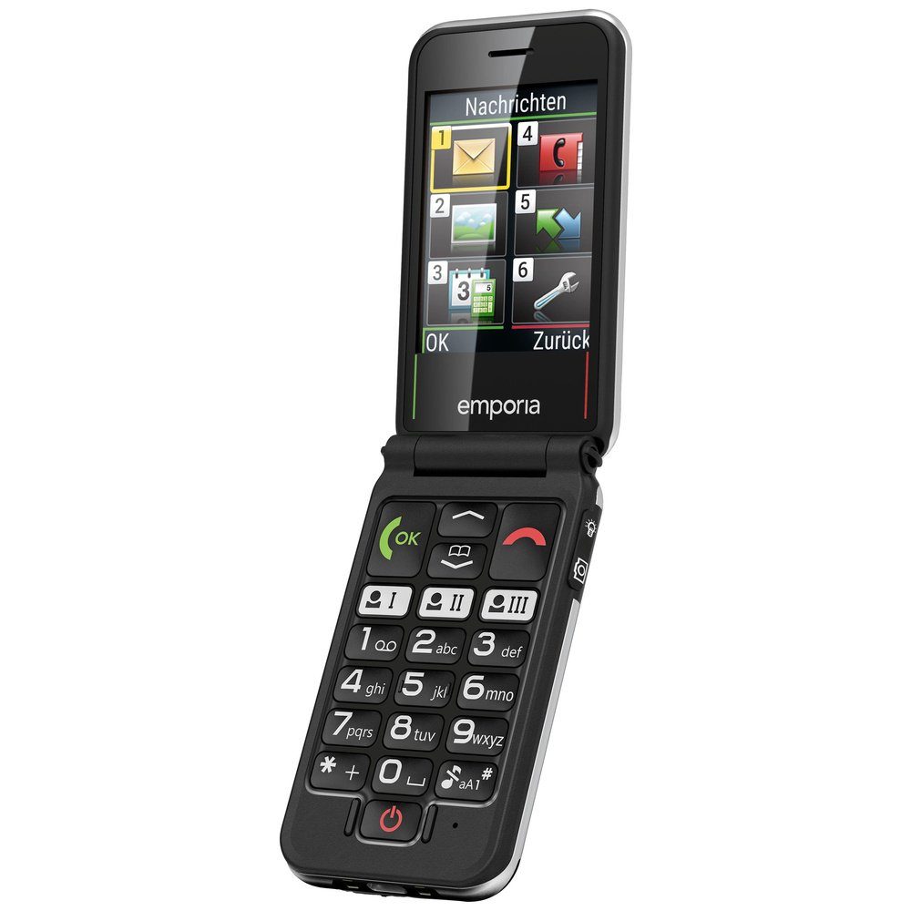 Emporia Emporia JOY Senioren-Klapp-Handy SOS Taste Schwarz Seniorenhandy (2.8 Zoll, 2 MP Kamera)