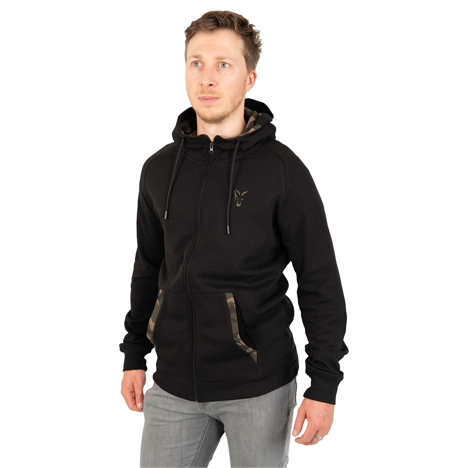 Fox Carp Herren LW Zip Hoodie (black/camo)