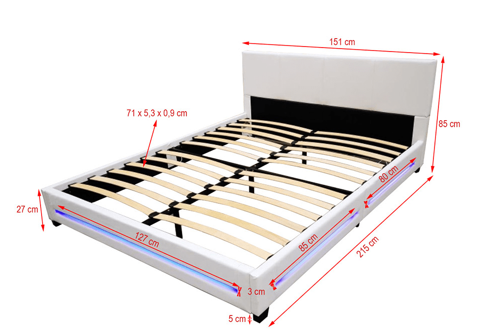 Home Deluxe LED Bett ASTEROID 140 x 200 Weiß