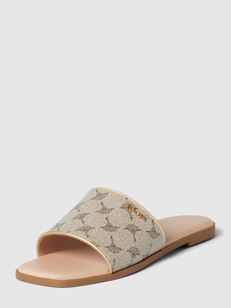 Pantoletten mit Label-Detail Modell 'mazzolino merle' in beige