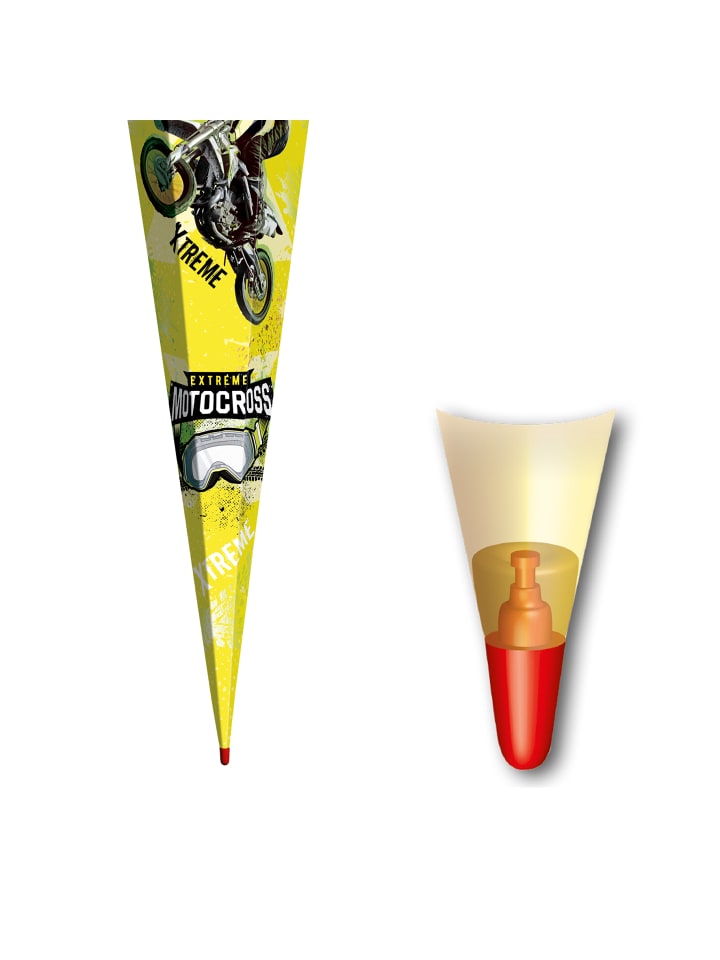 ROTH Schultüte groß Extreme Motocross 85 cm, Glanzfolie in Gelb günstig kaufen onesize