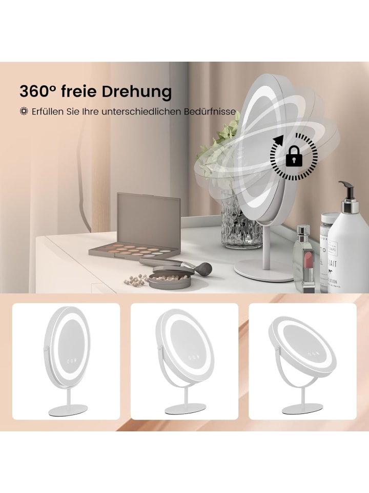COSTWAY Kosmetikspiegel mit Beleuchtung in Silber günstig kaufen onesize