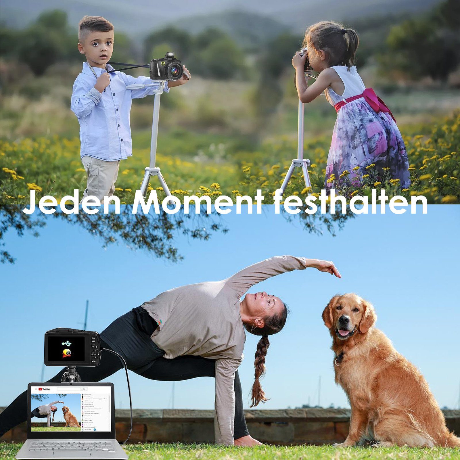Fine Life Pro Digitalkamera 4K, 48MP Fotokamera mit 3.0