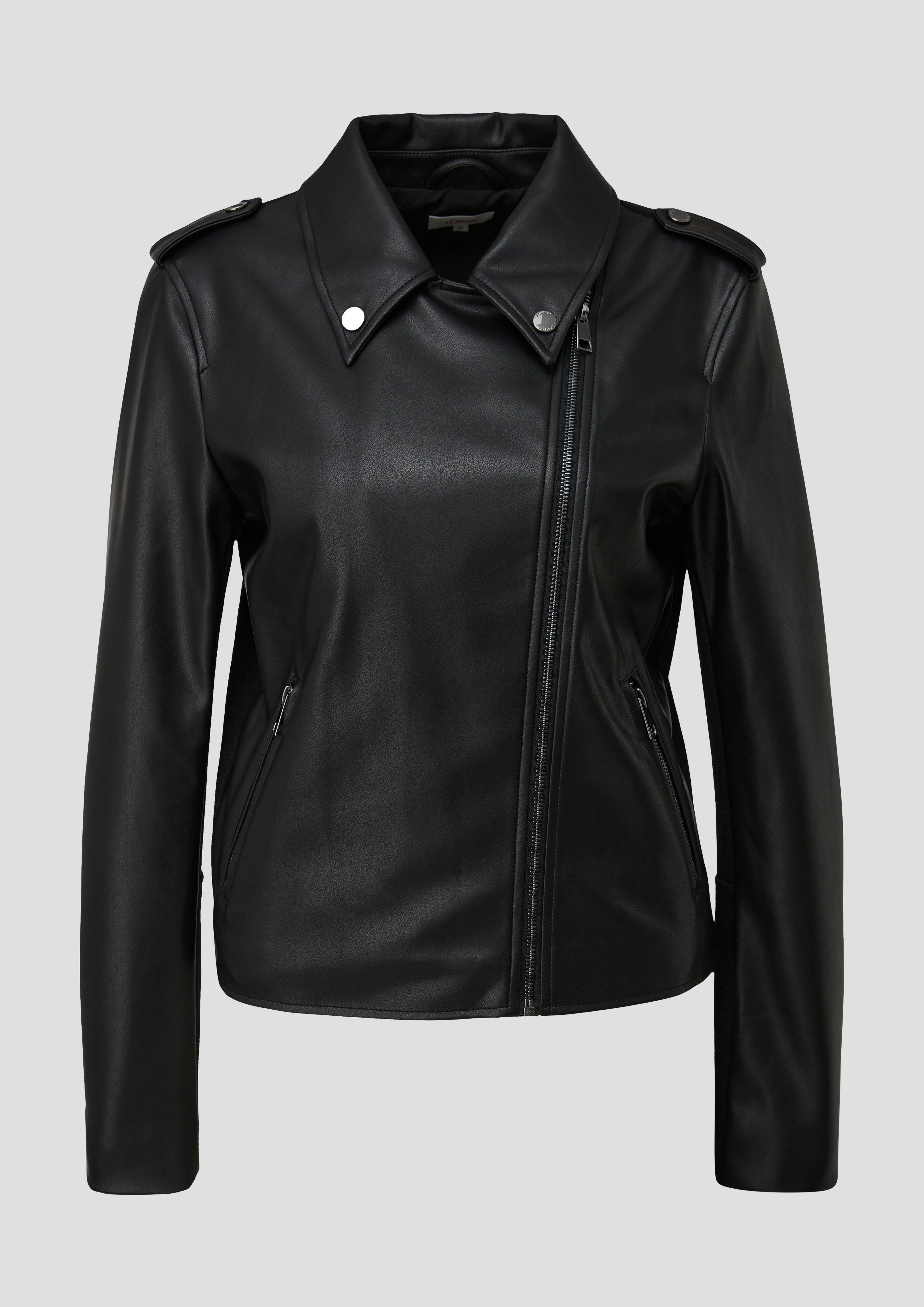Jacke aus Materialmix in Leder-Optik  2139407-9999