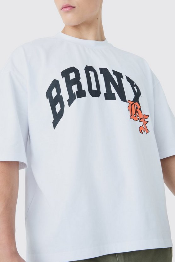 Kastiges Oversize T-Shirt mit Bronx-Print