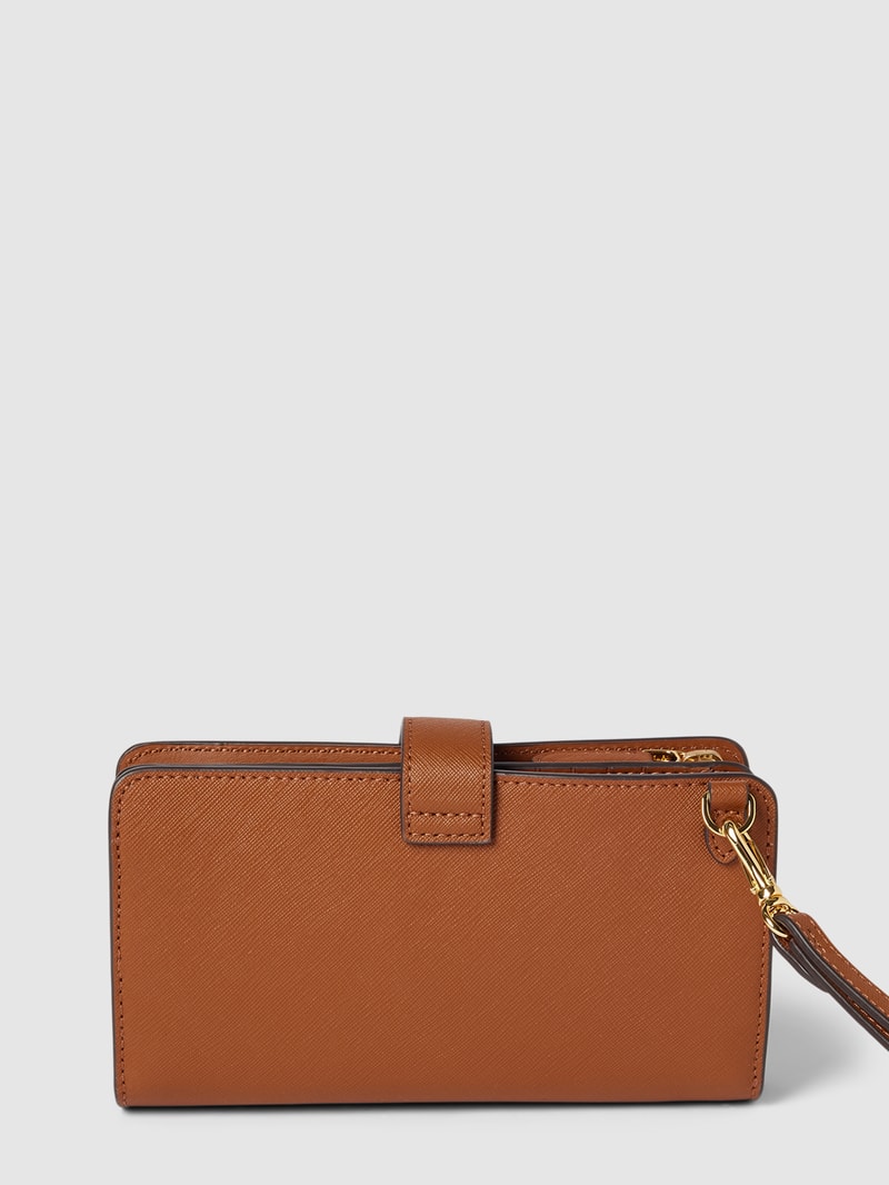 Portemonnaie aus Leder mit Label-Detail Modell 'TECH' in cognac