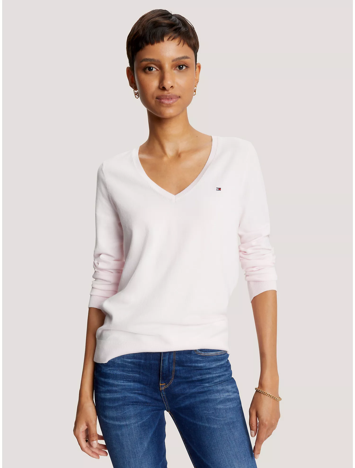 Solid V-Neck Sweater