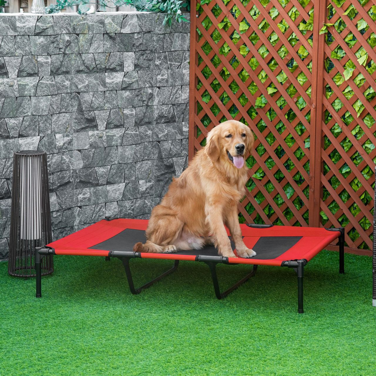 PawHut Hundeliege outdoor Hundebett Katzenbett Haustierbett Schlafplatz Rot