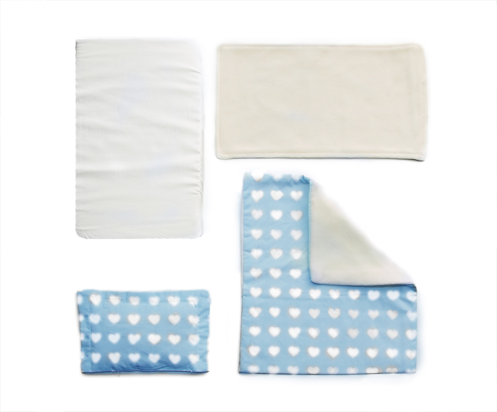 MOOVER Toys Maxi Puppenwagen Bettwäsche 5tlg. (blau) / dolls pram beddings (blue)