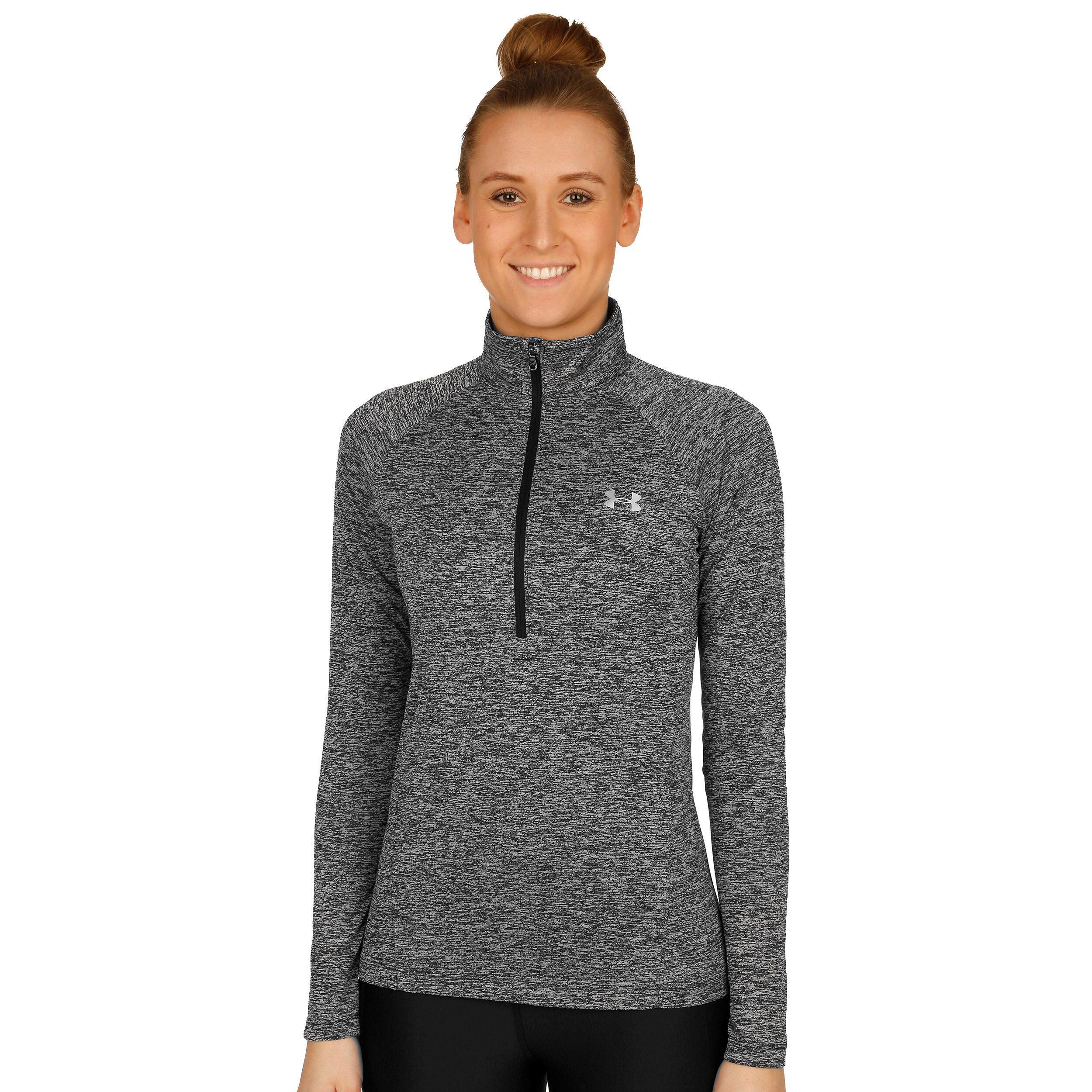 Tech Twist 1/2 Zip Longsleeve Damen - Schwarz, Silber