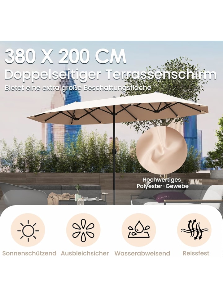 COSTWAY Doppelsonnenschirm 380x200cm XXL in Beige günstig kaufen onesize