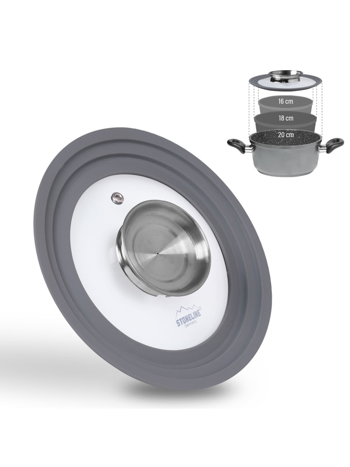 Stoneline Universal Glasdeckel mit Aroma-Funktion in Grau | 16,18,20cm günstig kaufen onesize