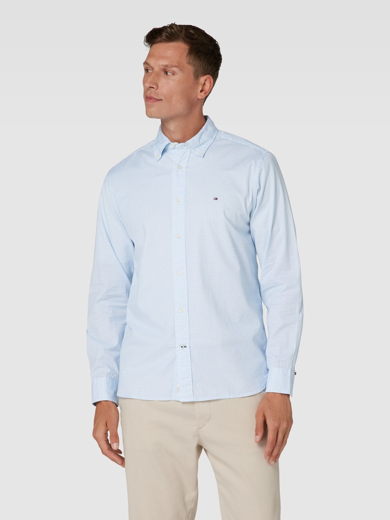 Freizeithemd mit feinem Allover-Muster in blau