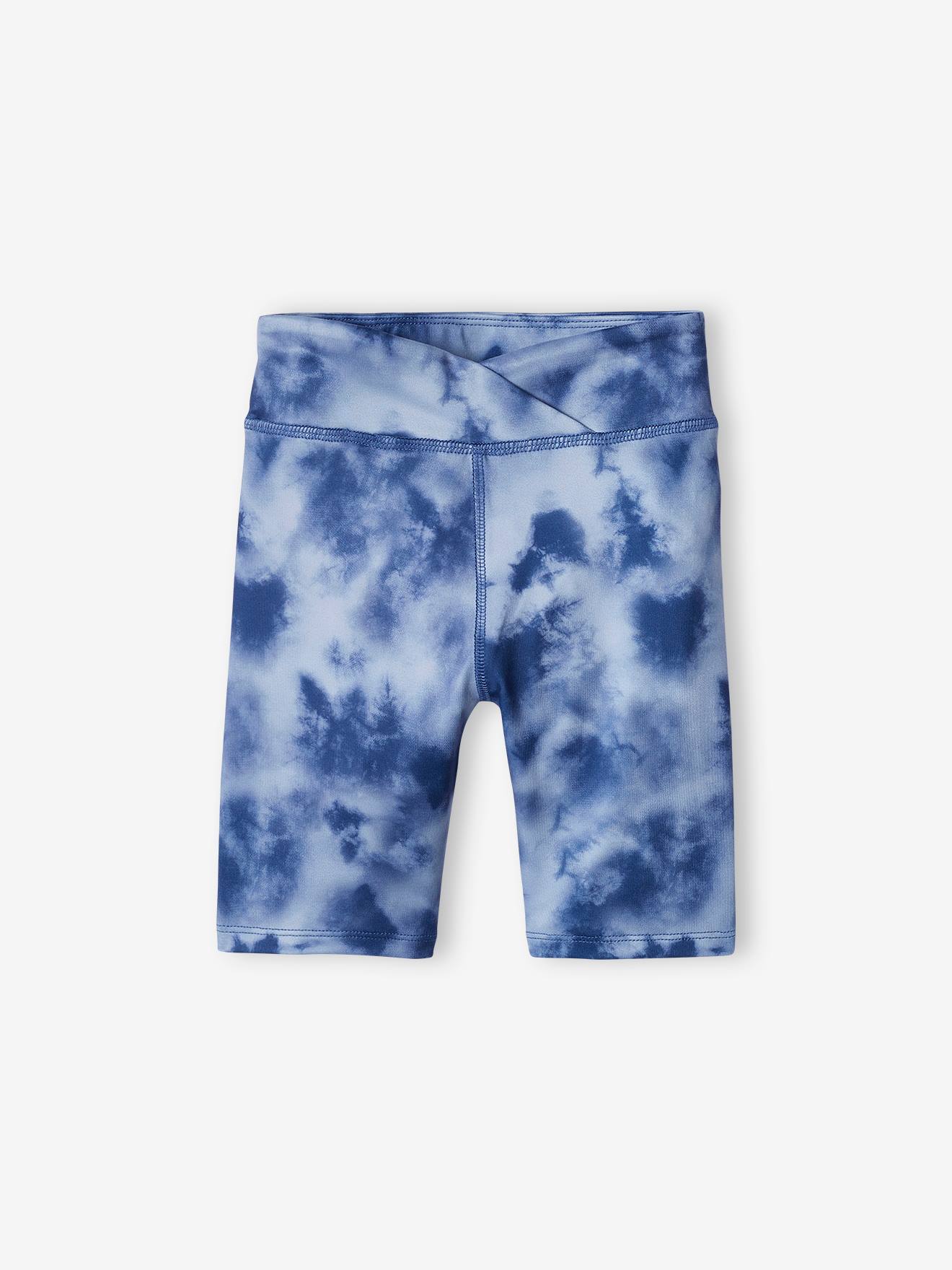 Vertbaudet Mädchen Sport-Shorts, Batikmuster - blau