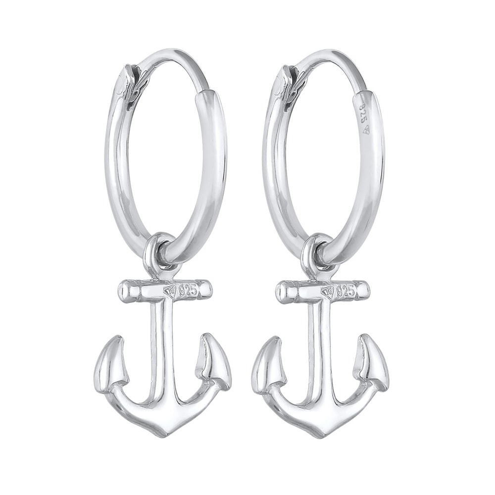 Elli Elli Boucles d'Oreilles Femmes créoles Ancre pendentif maritime en argent sterlin Boucles d'oreilles