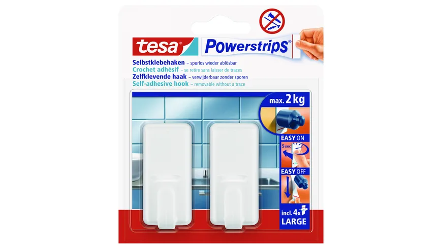 tesa®Powerstrips® Haken Large Classic weiß weiß