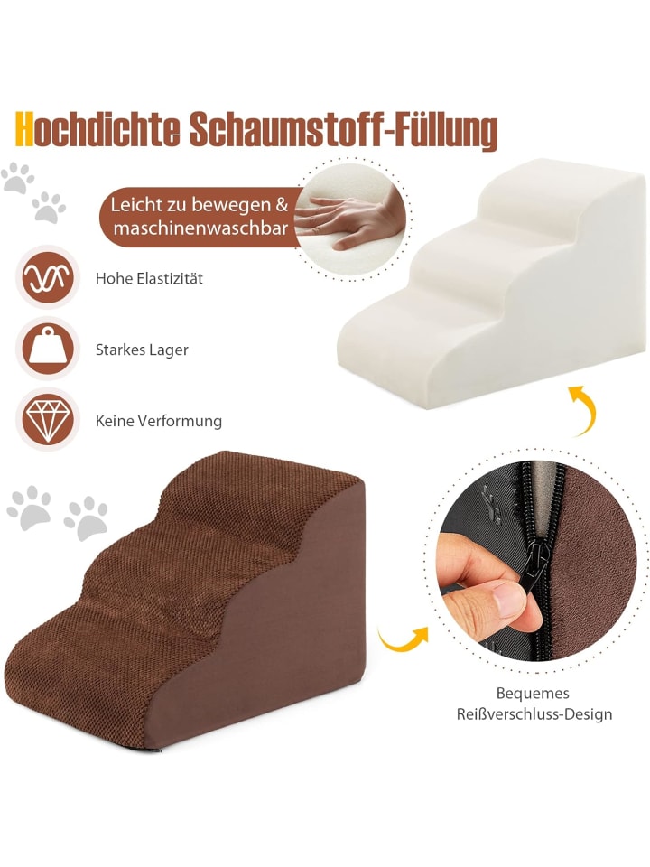 COSTWAY Hundetreppe 3 Stufen in Braun günstig kaufen onesize