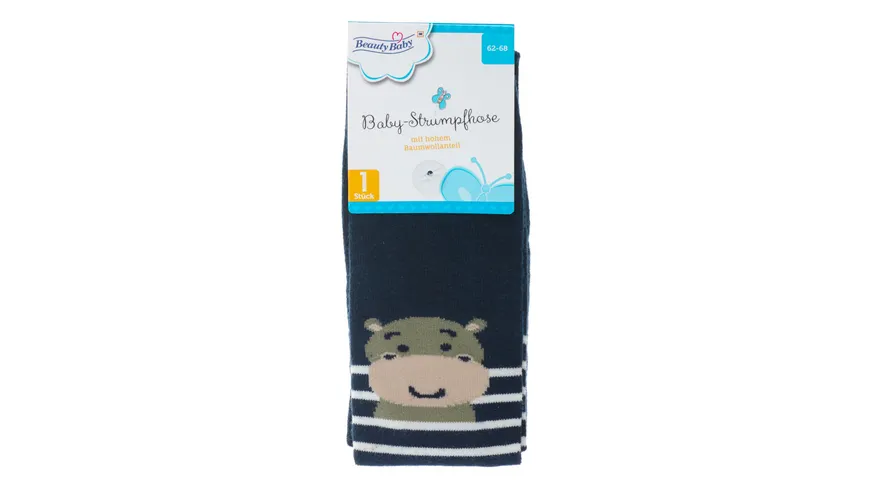 Beauty Baby Strumpfhose Motiv Nilpferd 62-68 blau