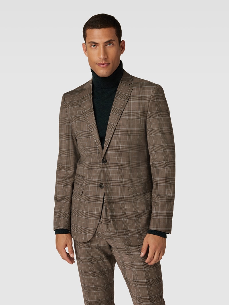 2-Knopf-Sakko mit Tartan-Karo in mittelbraun