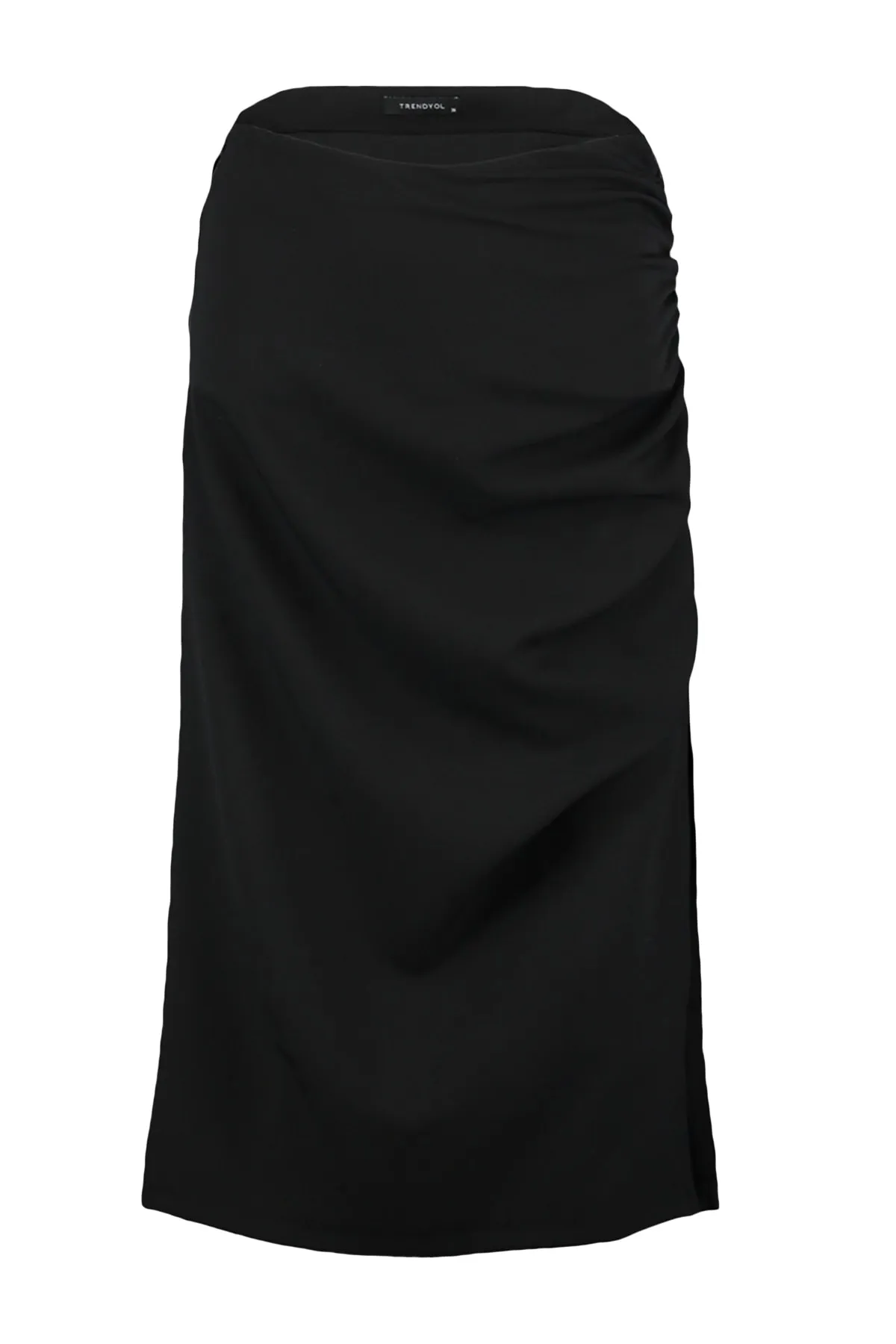 Trendyol Collection  Schwarzer gewebter Midirock – Schlitzdetail, gerader Schnitt, Bleistiftmodell TWOSS20ET0045